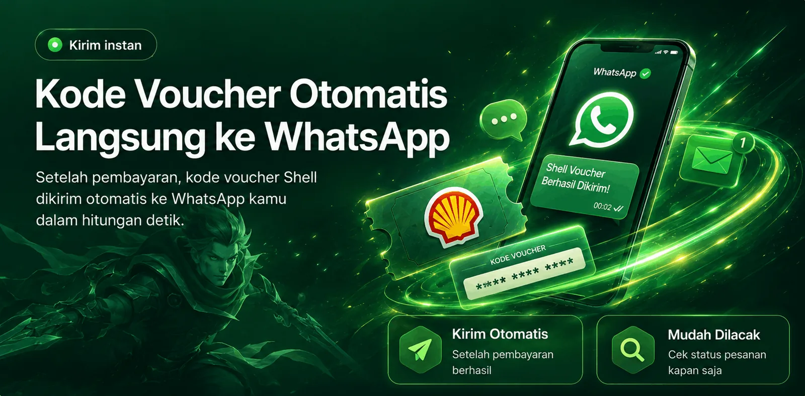 Kode voucher Shell otomatis dikirim langsung ke WhatsApp dalam hitungan detik